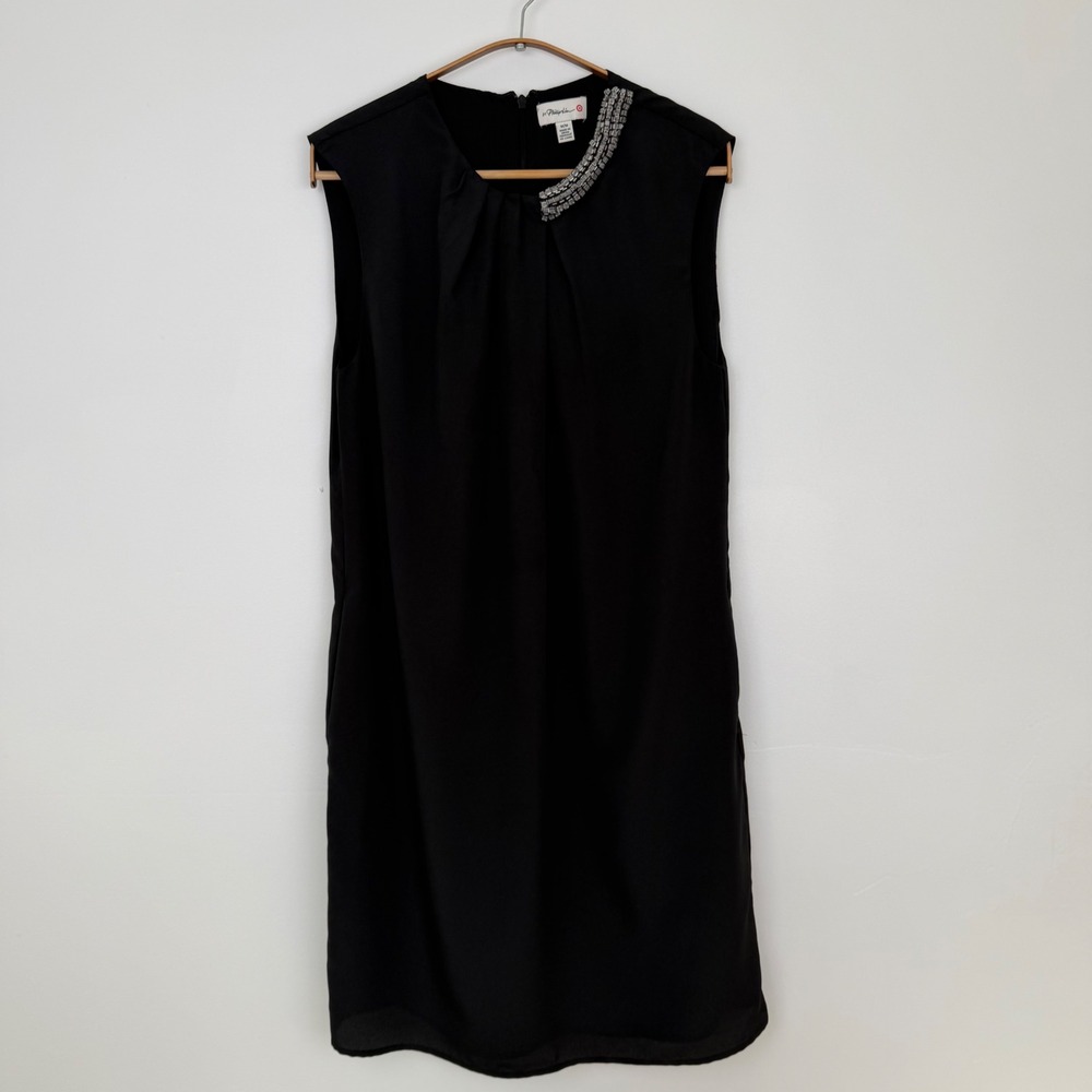 3.1 Phillip Lim Target Black Sleeveless Rhinestone Shift Dress Pockets Size M
